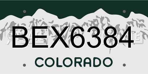 BEX6384 Colorado License Plate