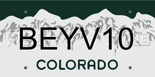 BEYV10 Colorado License Plate