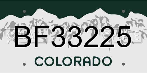 BF33225 Colorado License Plate
