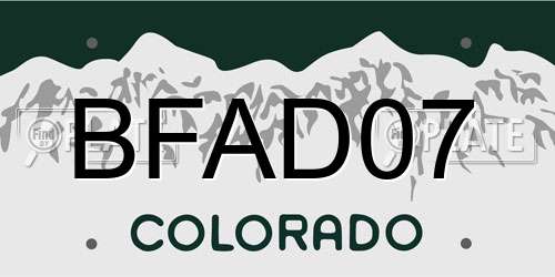 BFAD07 Colorado License Plate