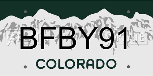 BFBY91 Colorado License Plate