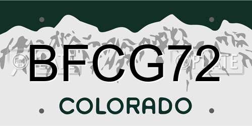 BFCG72 Colorado License Plate