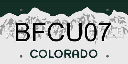 BFCU07 Colorado License Plate