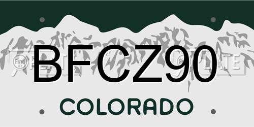BFCZ90 Colorado License Plate