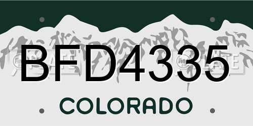 BFD4335 Colorado License Plate