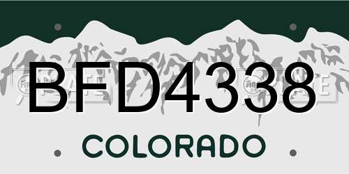 BFD4338 Colorado License Plate