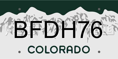 BFDH76 Colorado License Plate