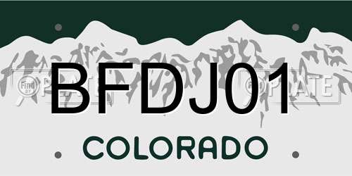 BFDJ01 Colorado License Plate