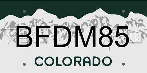 BFDM85 Colorado License Plate