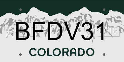 BFDV31 Colorado License Plate