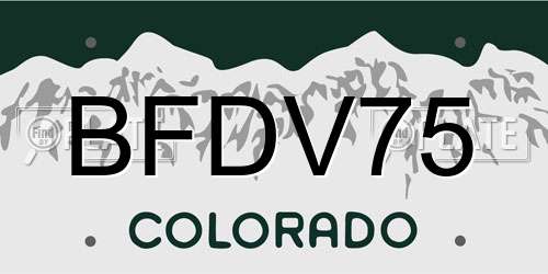 BFDV75 Colorado License Plate