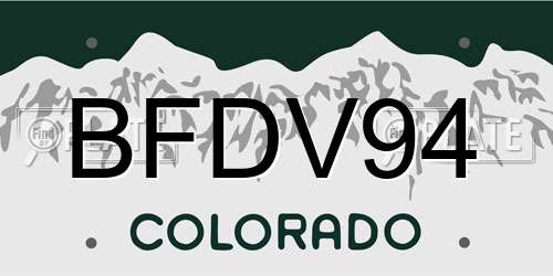 BFDV94 Colorado License Plate