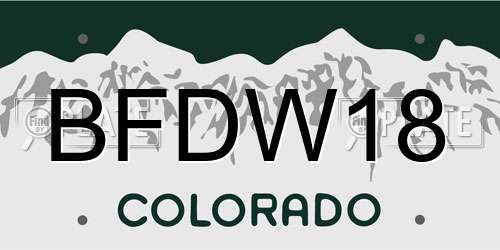 BFDW18 Colorado License Plate