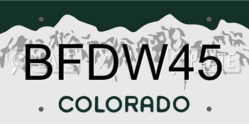 BFDW45 Colorado License Plate