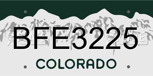 BFE3225 Colorado License Plate