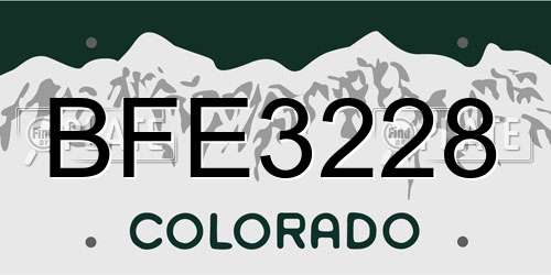 BFE3228 Colorado License Plate