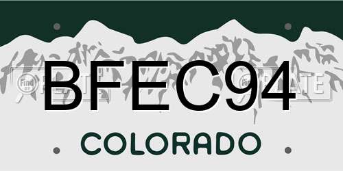 BFEC94 Colorado License Plate