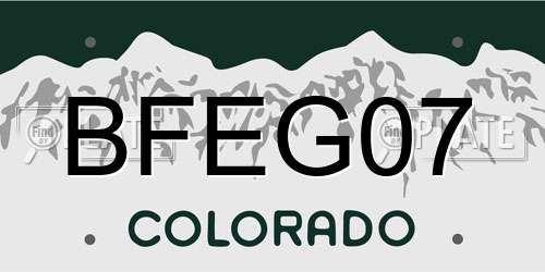 BFEG07 Colorado License Plate