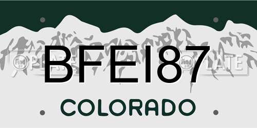 BFEI87 Colorado License Plate