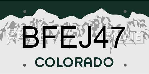 BFEJ47 Colorado License Plate