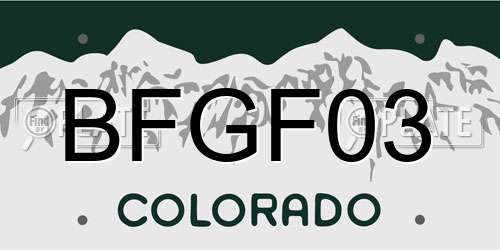 BFGF03 Colorado License Plate