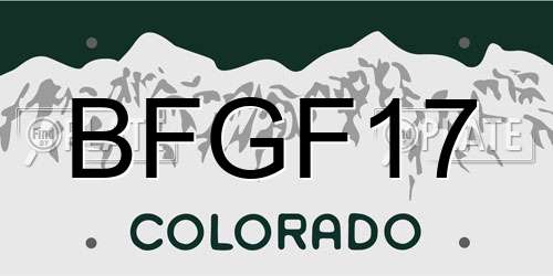BFGF17 Colorado License Plate