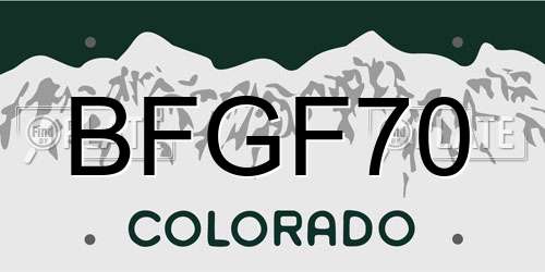 BFGF70 Colorado License Plate
