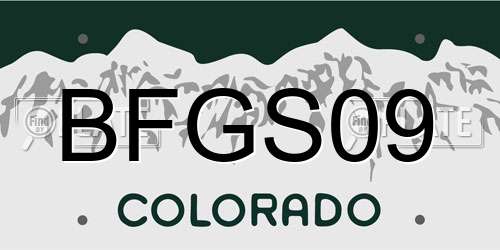 BFGS09 Colorado License Plate