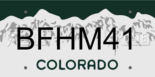 BFHM41 Colorado License Plate