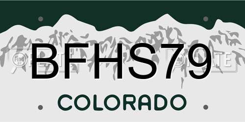 BFHS79 Colorado License Plate