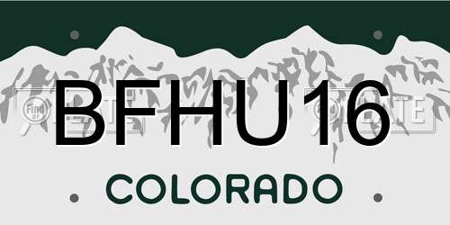 BFHU16 Colorado License Plate