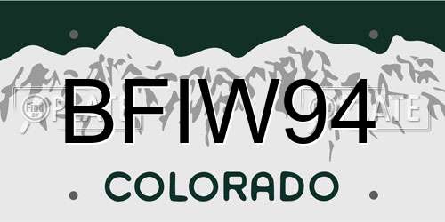 BFIW94 Colorado License Plate