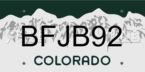 BFJB92 Colorado License Plate