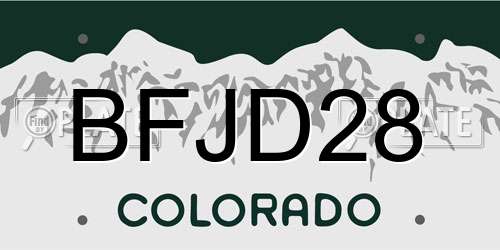 BFJD28 Colorado License Plate
