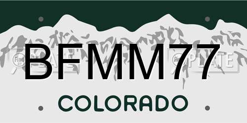 BFMM77 Colorado License Plate