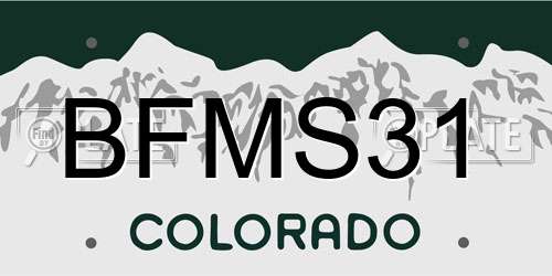 BFMS31 Colorado License Plate