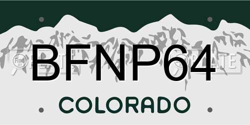 BFNP64 Colorado License Plate