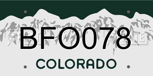 BFO078 Colorado License Plate