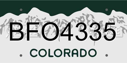 BFO4335 Colorado License Plate