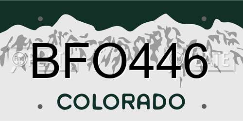 BFO446 Colorado License Plate