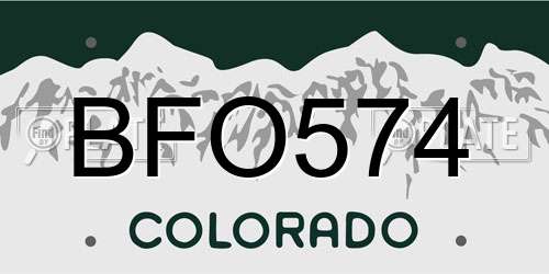 BFO574 Colorado License Plate