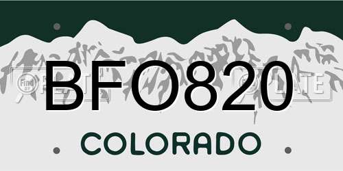 BFO820 Colorado License Plate