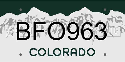 BFO963 Colorado License Plate