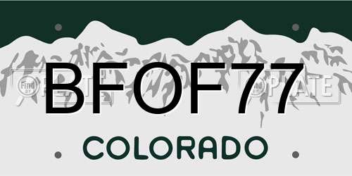 BFOF77 Colorado License Plate