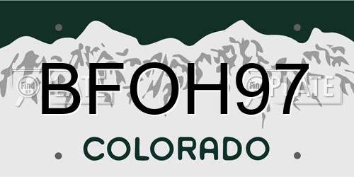 BFOH97 Colorado License Plate