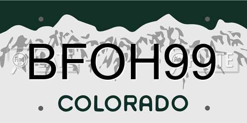 BFOH99 Colorado License Plate
