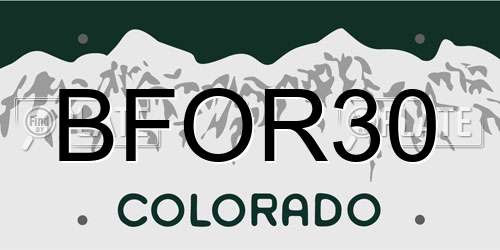 BFOR30 Colorado License Plate