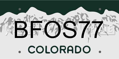 BFOS77 Colorado License Plate