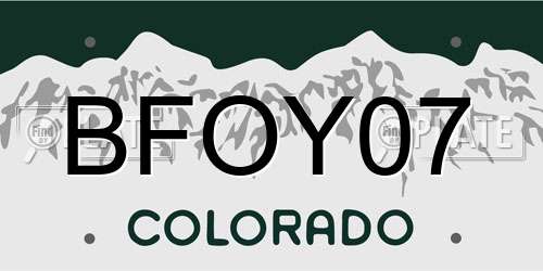 BFOY07 Colorado License Plate