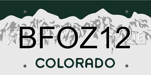 BFOZ12 Colorado License Plate